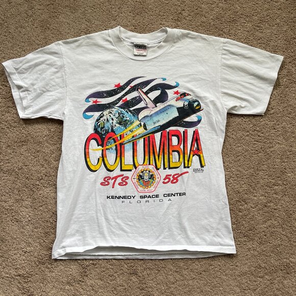 Vtg 1993 Kennedy Space Center FL Columbia Shuttle TShirt Single Stitch Mens L - Picture 1 of 8